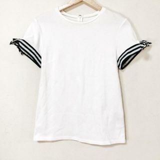 ボーダーズアットバルコニー(BORDERS at BALCONY)のBORDERS at BALCONY(ボーダーズアットバルコニー) 半袖Tシャツ サイズ36 S レディース - 白×黒 クルーネック/リボン(Tシャツ(半袖/袖なし))