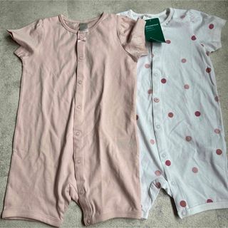 H&M - baiya85半ズボン半袖ロンパース女の子ピンク白新品ドット無地H&M春夏