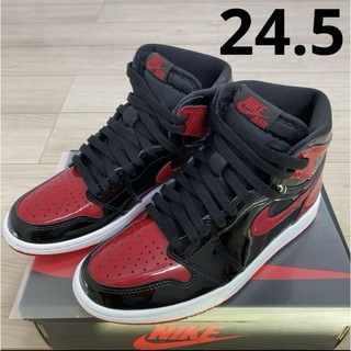 ジョーダン(Jordan Brand（NIKE）)のAJ1 high OG パテントブレッド 新品 未使用 スニーカー 赤 黒(スニーカー)