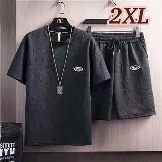 【2XL】2点セット　ブラック　メンズ　セットアップ　Tシャツ　ジャージ　黒(Tシャツ/カットソー(半袖/袖なし))