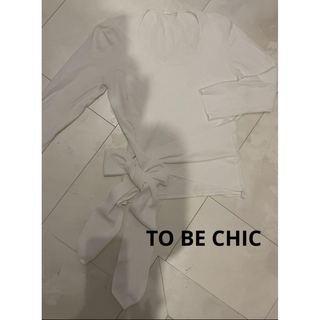 トゥービーシック(TO BE CHIC)のTO BE CHIC トゥービーシック　カットソー　リボン　七分袖　ホワイト(Tシャツ/カットソー(半袖/袖なし))