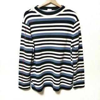 PaulSmith(ポールスミス) 長袖セーター サイズM レディース美品  - 黒×白×マルチ ハイネック/ボーダー/刺繍