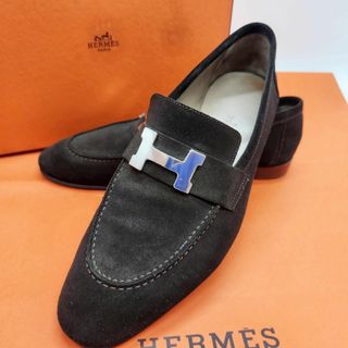 エルメス(Hermes)の【美品・H金具】エルメス ローファー コンスタンス 39 24cm スエード(ローファー/革靴)