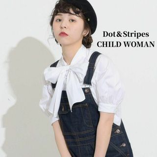 Dot&Stripes CHILDWOMAN - チャイルドウーマン 100/2ブロード ボウタイブラウス パフスリーブ 良品