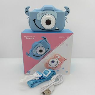 キッズカメラ トイカメラ 牛 ブルー 32GBカード付き(知育玩具)