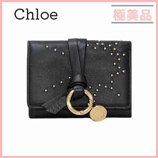 Chloe - クロエ レザー コンパクトウォレット 三つ折り財布 ブラック ゴールド チャーム
