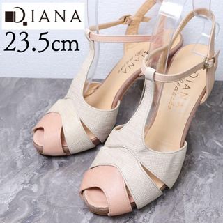 ダイアナ(DIANA)の【美品】DIANA ダイアナ 23.5 Tストラップ サンダル ピンク ベージュ(サンダル)