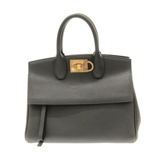 サルヴァトーレフェラガモ(Salvatore Ferragamo)のSalvatoreFerragamo(サルバトーレフェラガモ) ハンドバッグ スタジオバッグスモール ダークグレー レザー(ハンドバッグ)