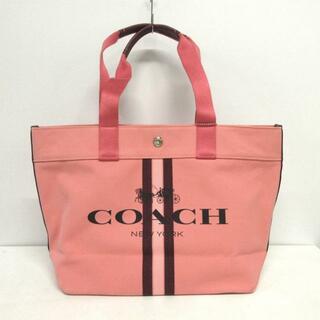 コーチ(COACH)のCOACH(コーチ) トートバッグ - 391 ピンク×ダークブラウン×黒 キャンバス×化学繊維(トートバッグ)