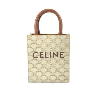 CELINE(セリーヌ) トートバッグ美品  ミニ バーティカル トリオンフ キャンバス CELINE カバ 194372BZK.01BC ホワイト トリオンフキャンバス×カーフスキン