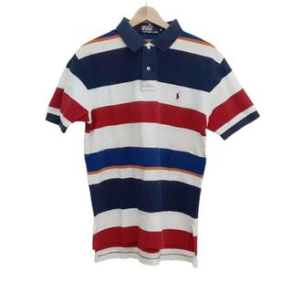 ポロラルフローレン(POLO RALPH LAUREN)のPOLObyRalphLauren(ポロラルフローレン) 半袖ポロシャツ サイズM メンズ美品  - ネイビー×白×レッド ボーダー(ポロシャツ)