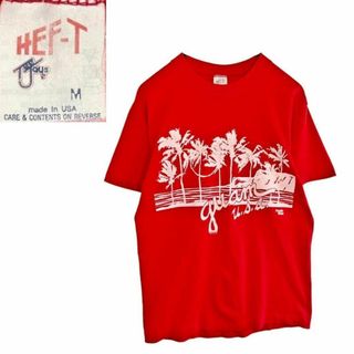 ヴィンテージ(VINTAGE)の【HEF-T】80s ヴィンテージ Tシャツ M 赤 アメリカ古着 USA製(Tシャツ/カットソー(半袖/袖なし))