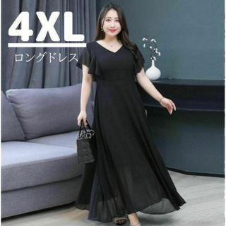 ワンピース 4XL 大きいサイズ きれいめ フォーマル 卒業式　入学 体型カバー(ロングドレス)