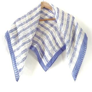 ジバンシィ(GIVENCHY)のGIVENCHY(ジバンシー) スカーフ  美品  - 白×ブルー シルク(バンダナ/スカーフ)