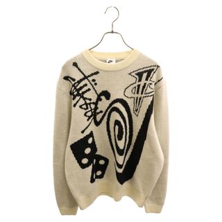 ステューシー(STUSSY)のSTUSSY ステューシー 23SS×NIKE Logo graphic print knitted sweater ナイキ ロゴグラフィックプリントクルーネックニットセーター ホワイト DR2894-238(ニット/セーター)