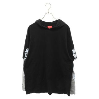 シュプリーム(Supreme)のSUPREME シュプリーム 22AW Layered Hooded L/S Top レイヤードスリーブ フーディ長袖Tシャツ ブラック(Tシャツ/カットソー(七分/長袖))