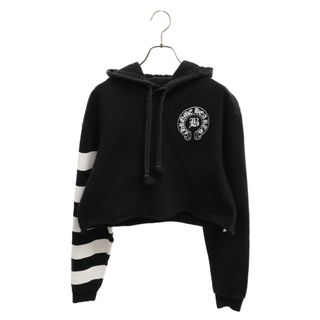 クロムハーツ(Chrome Hearts)のCHROME HEARTS クロムハーツ ×Bella Hadid BELLA HD PLVR SHT ベラハディッド イニシャルロゴプリントショート丈スウェットプルオーバーパーカー フーディー ブラック レディース(パーカー)