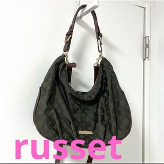 ラシット(Russet)のラシット　トートバッグ　ハンドバッグ　ナイロン　総柄　ダークブラウン　肩掛け　茶(ショルダーバッグ)