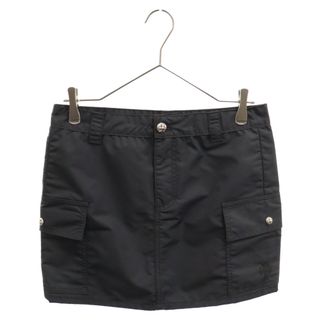 クロムハーツ(Chrome Hearts)のCHROME HEARTS クロムハーツ Nylon Skirt ナイロンスカート カーゴミニスカート クロスパッチ クロスボールボタン レディース ブラック(ミニスカート)