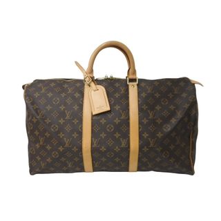 ルイヴィトン(LOUIS VUITTON)のLOUISVUITTON ルイヴィトン キーポル50 ボストンバッグ M41426 PVCコーティングキャンバス ブラウン 美品 中古 64258(ボストンバッグ)