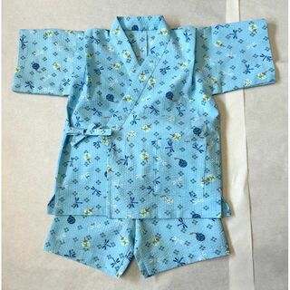 新品　幼児　甚平男の子用　トンボプリント　ブルー　88〜96cm 手作り(甚平/浴衣)