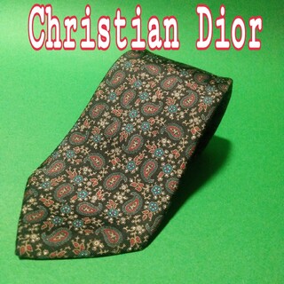 Christian Dior - 【極美品】  クリスチャンディオール  ペイズリー　花柄　ネクタイ 　ブラック