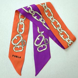 フルラ(Furla)のFURLA フルラ バンドゥ シルク スカーフ パープル オレンジ イタリア製(バンダナ/スカーフ)