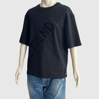 FENDI フェンディ Tシャツ ブラック メンズ ロゴ オーバーサイズ
