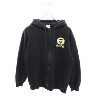 アベイシングエイプ(A BATHING APE)のA BATHING APE アベイシングエイプ マイロプリントデザイン アームワッペン ジップアップ スウェットパーカー ブラック(パーカー)