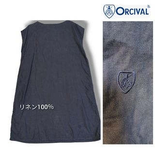 オーシバル(ORCIVAL)のORCIVAL　リネンワンピース　ネイビー　サイズ:1(ひざ丈ワンピース)