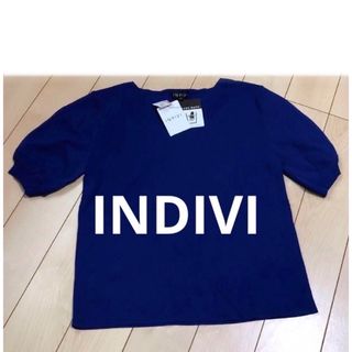 インディヴィ(INDIVI)の最終値下げ❗️INDIVI 半袖ニット　ブルー　新品❗️(ニット/セーター)