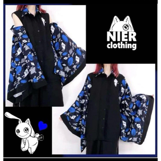 NieR 2WAY 着物風袖 ブロッキングシャツ 和柄青傘 完売品 美品(パーカー)