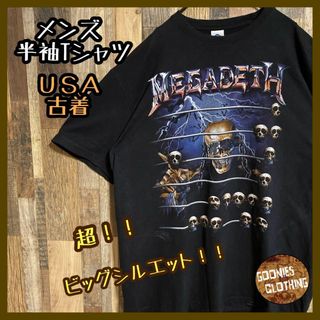 バンド バンT メガデス スカル ガイコツ 2XL メンズ 古着 半袖 Tシャツ(Tシャツ/カットソー(半袖/袖なし))