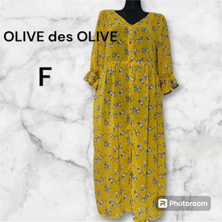 OLIVEdesOLIVE - OLIVE des OLIVE オリーブデオリーブ 黄 花柄 シースルー ワンピ