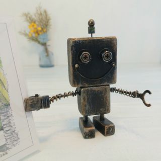 nicorobo.フォトスタンド☆ ブラック☆木製ロボット☆写真立て(雑貨)