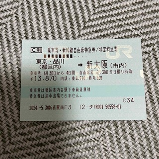 新幹線　チケット　東京　新大阪