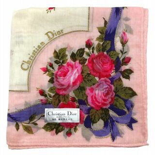 クリスチャンディオール(Christian Dior)の未使用 クリスチャンディオール スカーフ ハンカチ ピンク 花柄 フラワー(バンダナ/スカーフ)