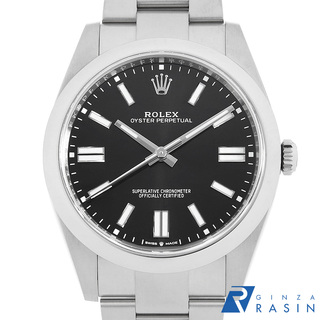 ロレックス(ROLEX)のロレックス オイスターパーペチュアル41 124300 ブラック ランダム番 メンズ 中古 腕時計(腕時計(アナログ))