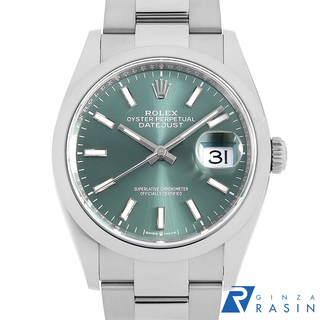 ロレックス(ROLEX)のロレックス デイトジャスト36 126200 ミントグリーン 3列 オイスターブレス ランダム番 メンズ 中古 腕時計(腕時計(アナログ))