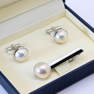 TASAKI - 田崎真珠 カフス シルバー マベパール タイピン セット タサキ 24-19箱保