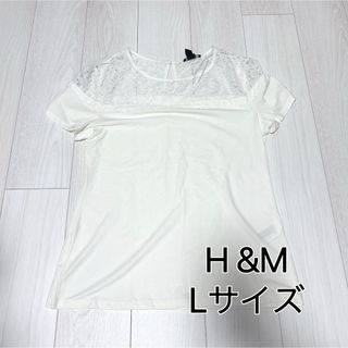 エイチアンドエム(H&M)の【セール‼️】【H&M】エイチアンドエム　白　トップス　夏服レディース　L 半袖(Tシャツ/カットソー(半袖/袖なし))