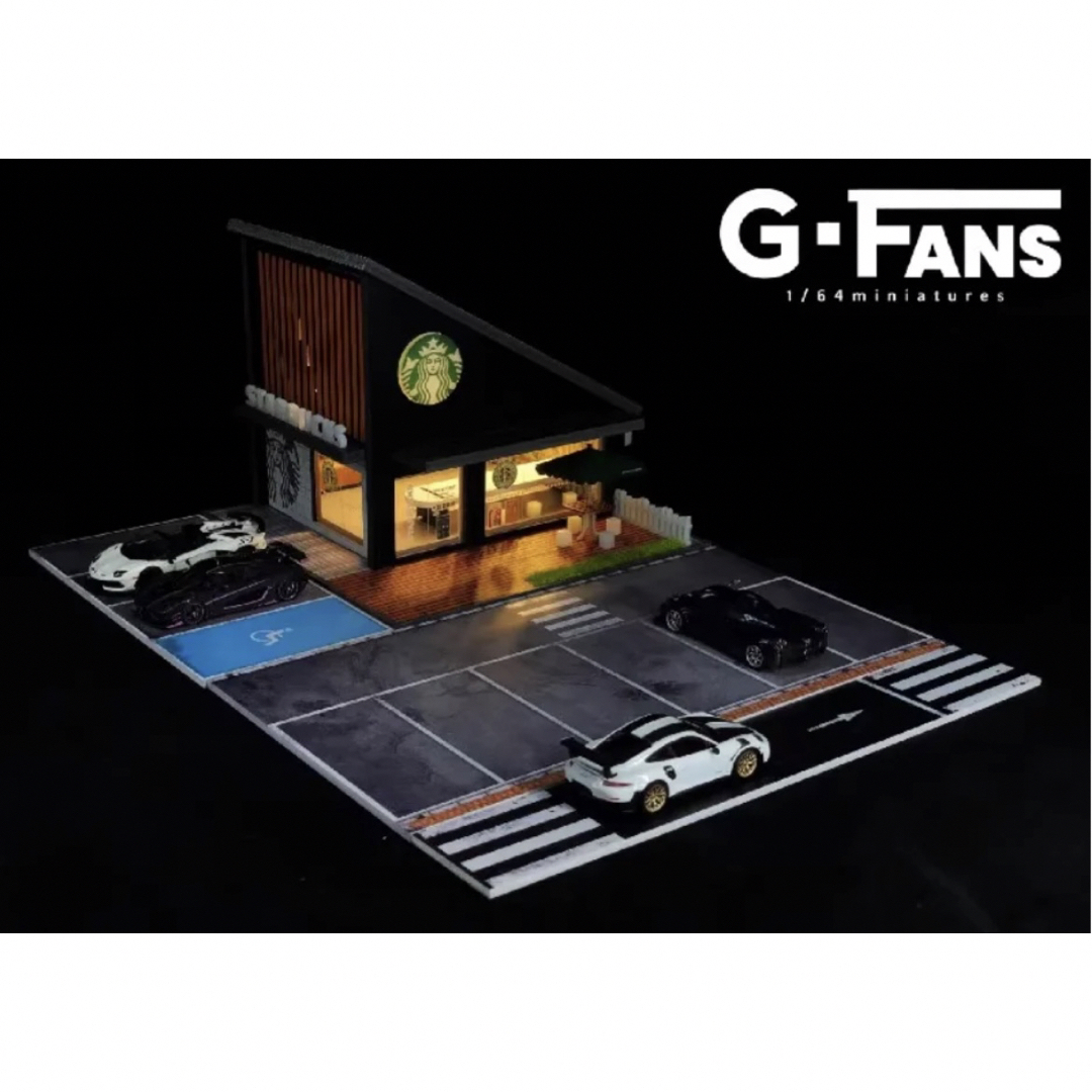 スターバックス ジオラマ 点灯 組立式 駐車場 1/64ミニカー スターバックス ジオラマ 点灯 組立式 駐車場 1/64ミニカー