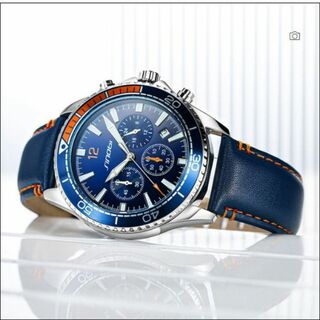 ♦即購入OK♦ 新品 スポーツ レザー 腕時計 ブルー 青 30m 防水(腕時計(アナログ))