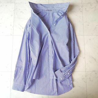 セオリーリュクス(Theory luxe)の美品♪ セオリーリュクス KIYOKA ストライプ 比翼仕立て 長袖シャツ 38(シャツ/ブラウス(長袖/七分))