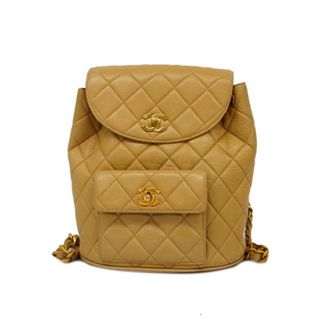 シャネル(CHANEL)の【4ie5783】シャネル リュックサック/マトラッセ/ラムスキン/ベージュ/ゴールド金具 【中古】 レディース(リュック/バックパック)