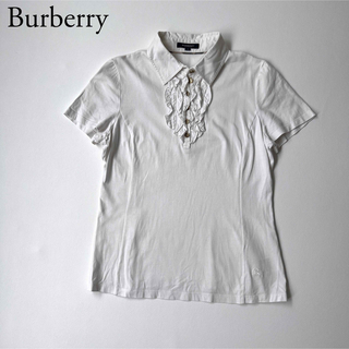 バーバリー(BURBERRY)のBurberry バーバリー　ポロシャツ　Tシャツ　カットソー　ロゴ刺繍　フリル(Tシャツ(半袖/袖なし))