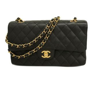 シャネル(CHANEL)の【4ie5803】シャネル ショルダーバッグ/マトラッセ/Wフラップ Wチェーン/キャビアスキン/ブラック/ゴールド金具 【中古】 レディース(ショルダーバッグ)