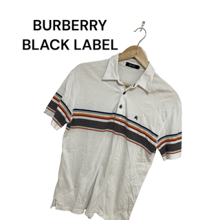 バーバリーブラックレーベル(BURBERRY BLACK LABEL)のバーバリーブラックレーベル　ポロシャツ　ホースロゴ　春夏仕様　白　L(ポロシャツ)