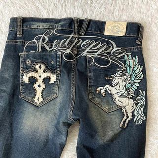 レッドペッパー(REDPEPPER)の美品！RED PEPPER big embroidery jeans 34(デニム/ジーンズ)