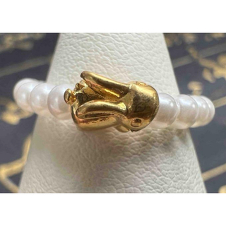 天然かわいい足金ウサギ　真珠リング(リング(指輪))